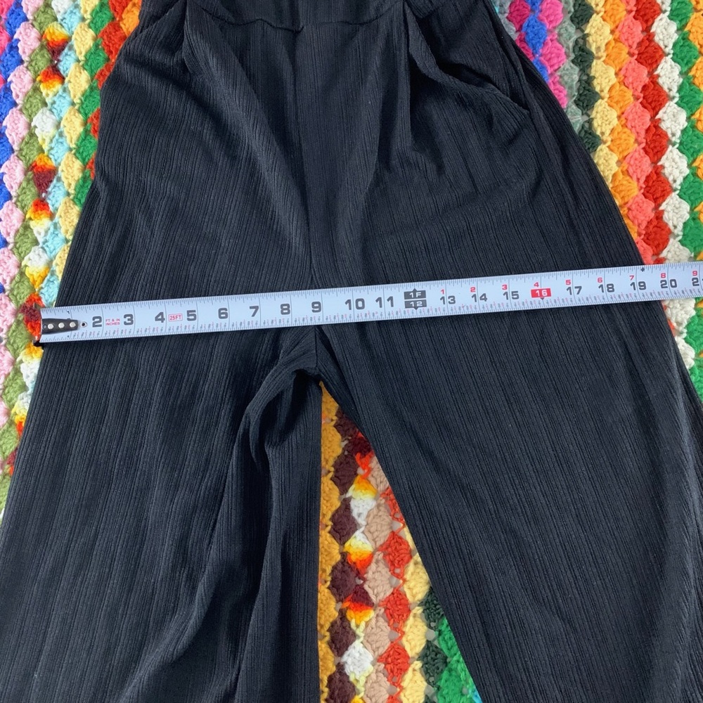 Sienna Sky Gaucho Crop Flare Flowy Overalls Stretch Ribbed Pockets Capri… - Picture 9 of 14
